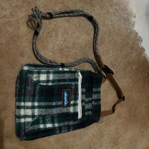 Kavu Green and White Plaid Crossbody Bag